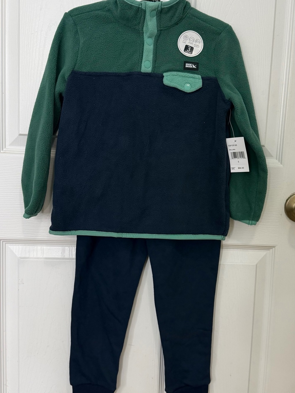 Eddie Bauer Green and Navy Fleece Set